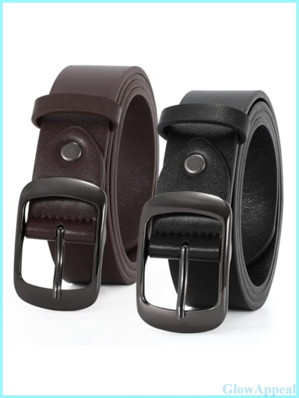 Faux Leather Women's Belts 2 Pack Solid Buckle Skinny Jean Belt